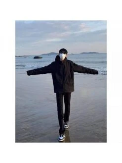 Letter Hooded Loose Long Coats -Active Vogue P 20240617120813063 508