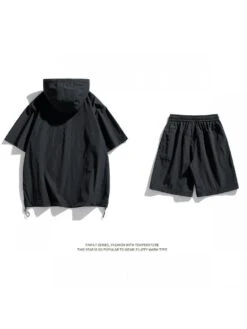 Drawstring Hooded Loose Sunscreen Short Sets -Active Vogue P 20240617162822856 961