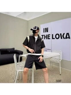 Front Page 5 Colorblock Regular Sleeve Loose Short Sets