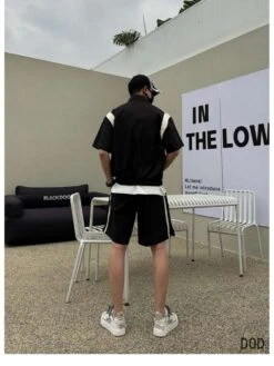 Colorblock Regular Sleeve Loose Short Sets -Active Vogue P 20240618144416396 268