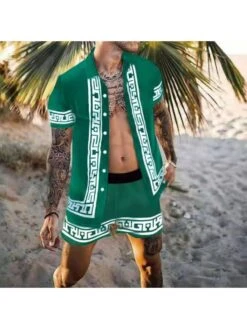 Colorblock Short Sleeve Loose Short Sets