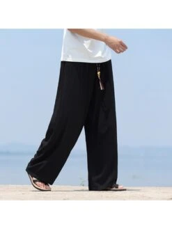 Solid Color Mid-rise Straight Long Pant & Cropped