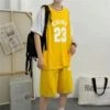Letter Pattern Crewneck Basketball Uniform Short Sets -Active Vogue P 20240621111204443 802