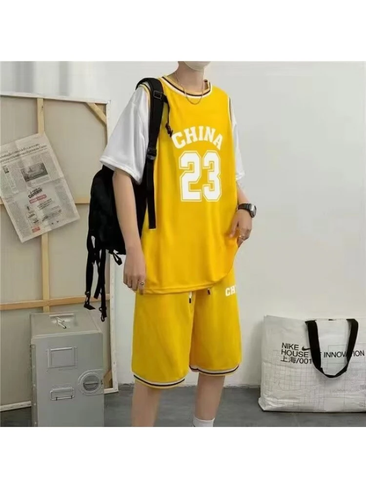 Letter Pattern Crewneck Basketball Uniform Short Sets 3 Letter Pattern Crewneck Basketball Uniform Short Sets