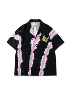 Butterfly Pattern Short Sleeve Loose Shirt Short Sets 12 Butterfly Pattern Short Sleeve Loose Shirt Short Sets -Active Vogue P 20240621160021311 946