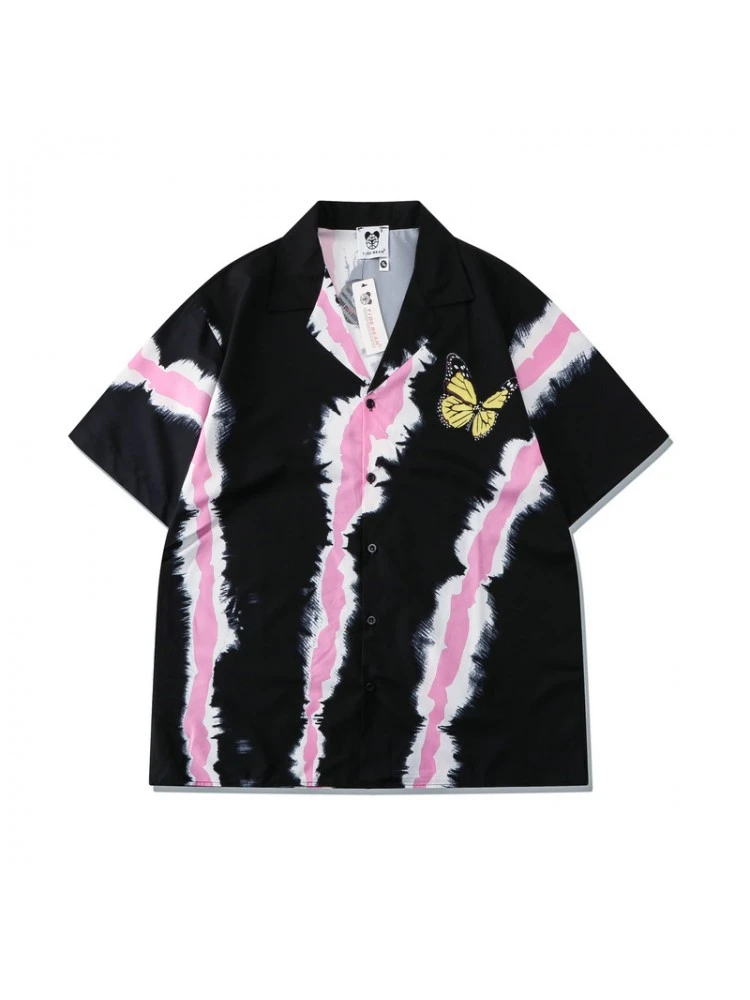 Butterfly Pattern Short Sleeve Loose Shirt Short Sets 6 Butterfly Pattern Short Sleeve Loose Shirt Short Sets - Image 4