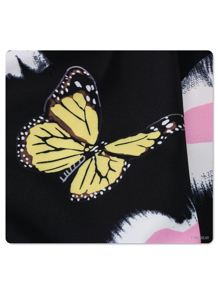 Butterfly Pattern Short Sleeve Loose Shirt Short Sets 8 Butterfly Pattern Short Sleeve Loose Shirt Short Sets - Image 6