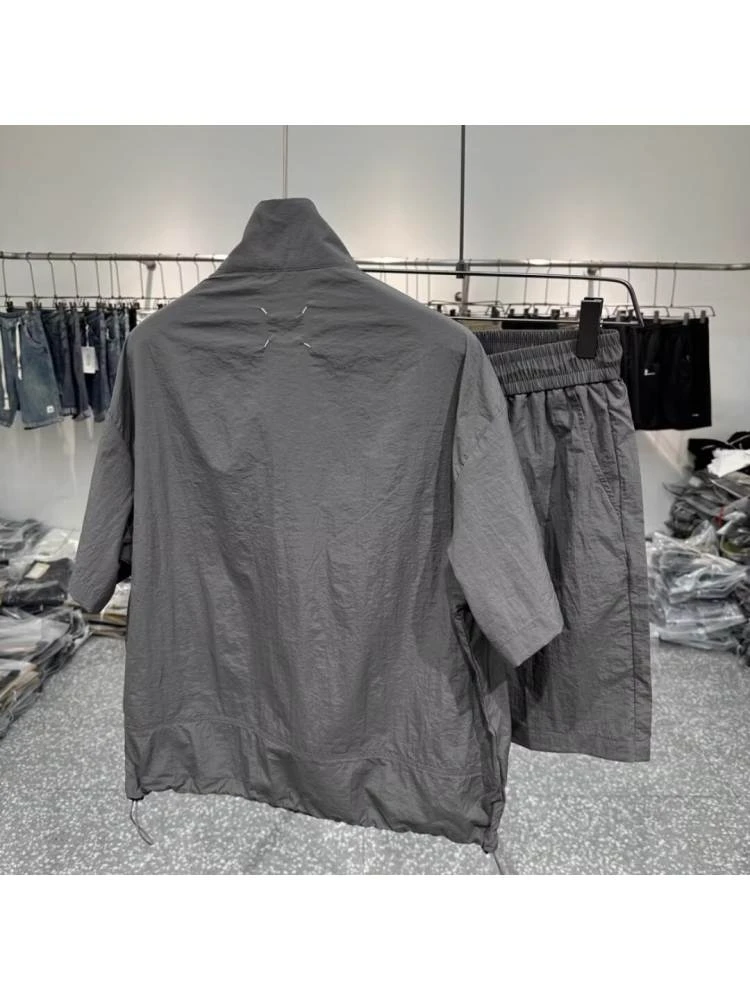 Stand Collar Regular Sleeve Cargo Pocket Short Sets 4 Stand Collar Regular Sleeve Cargo Pocket Short Sets - Image 2