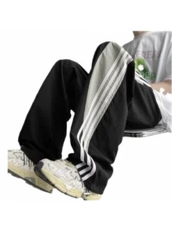 Striped Cotton Mid-rise Long Pant