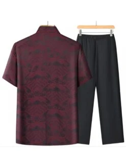 Wave Short Sleeve Fitted Long Sets -Active Vogue P 20240624142836769 554