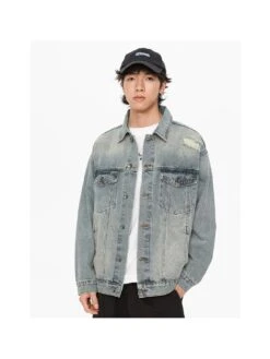Letter Pattern Single Breasted Denim Men's Short Coats -Active Vogue P 20240625101235975 157