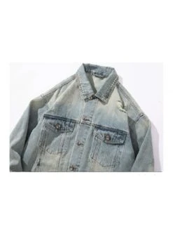 Letter Pattern Single Breasted Denim Men's Short Coats -Active Vogue P 20240625101237978 614