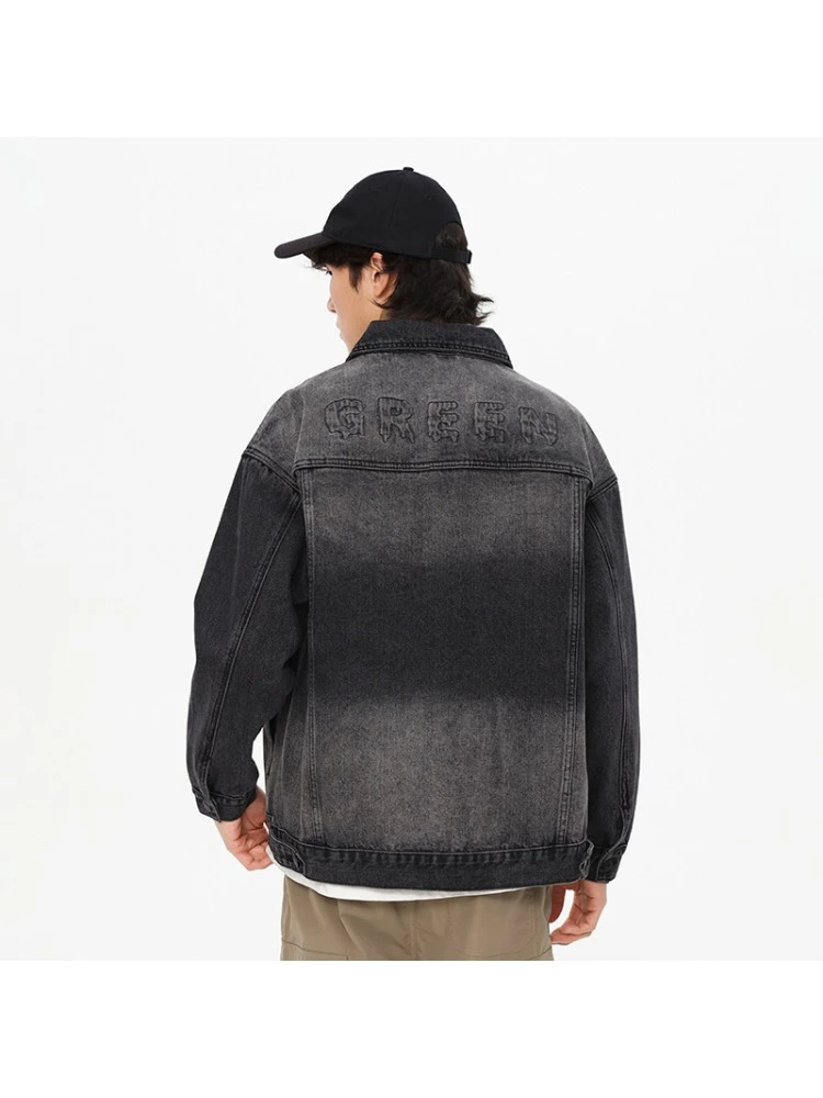 Badge Letter Men's Denim Short Coats 4 Badge Letter Men's Denim Short Coats - Image 2