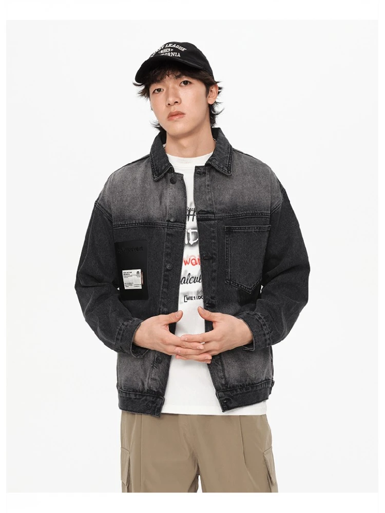 Badge Letter Men's Denim Short Coats 10 Badge Letter Men's Denim Short Coats - Image 8