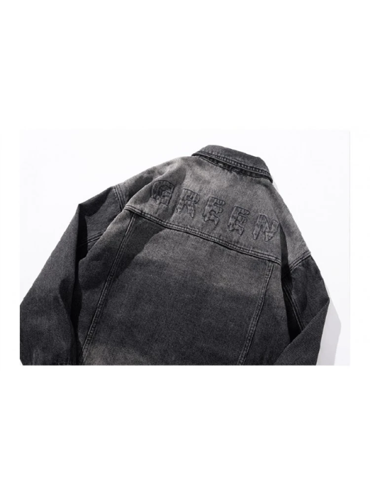 Badge Letter Men's Denim Short Coats 17 Badge Letter Men's Denim Short Coats - Image 15