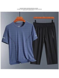 Ice Silk Quick-dry T-shirt Cropped Pants 2piece Set -Active Vogue P 20240625113203942 592