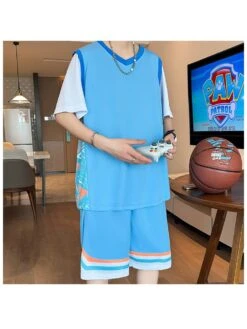 Loose V-neck Quick-dry Fake 2 Piece Basketball Short Sets -Active Vogue P 20240625114024211 313