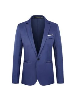 Slim Fit Solid Long Sleeve Men Blazer Outwear
