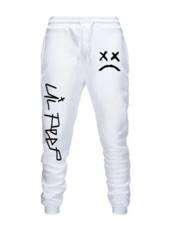 Lace Up Crying Face Print Trousers For Men